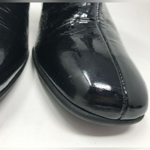 GABOR Ankle Boot Black Crinkle Patent Leather Side Zip Heel Womens SIZE US 9.5 - Picture 5 of 7